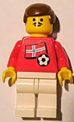 LEGO Soccer Player - Norwegian Player 1, Norwegian Flag Torso Sticker on Front, Black Number Sticker on Back (specify number in listing) minifigure