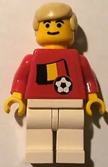 LEGO Soccer Player - Belgian Player 2, Belgian Flag Torso Sticker on Front, Black Number Sticker on Back (specify number in listing) minifigure