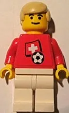 LEGO Soccer Player - Swiss Player 2, Swiss Flag Torso Sticker on Front, Black Number Sticker on Back (specify number in listing) minifigure