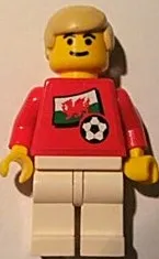 LEGO Soccer Player - Welsh Player 2, Welsh Flag Torso Sticker on Front, Black Number Sticker on Back (specify number in listing) minifigure