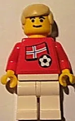 LEGO Soccer Player - Norwegian Player 2, Norwegian Flag Torso Sticker on Front, Black Number Sticker on Back (specify number in listing) minifigure