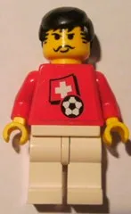 LEGO Soccer Player - Swiss Player 3, Swiss Flag Torso Sticker on Front, Black Number Sticker on Back (specify number in listing) minifigure