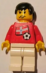 LEGO Soccer Player - Norwegian Player 3, Norwegian Flag Torso Sticker on Front, Black Number Sticker on Back (specify number in listing) minifigure