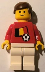 LEGO Soccer Player - Belgian Player 4, Belgian Flag Torso Sticker on Front, Black Number Sticker on Back (specify number in listing) minifigure