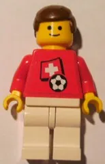 LEGO Soccer Player - Swiss Player 4, Swiss Flag Torso Sticker on Front, Black Number Sticker on Back (specify number in listing) minifigure