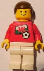 LEGO Soccer Player - Welsh Player 4, Welsh Flag Torso Sticker on Front, Black Number Sticker on Back (specify number in listing) minifigure