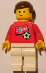 LEGO Soccer Player - Norwegian Player 4, Norwegian Flag Torso Sticker on Front, Black Number Sticker on Back (specify number in listing) minifigure