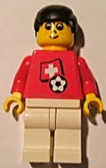 LEGO Soccer Player - Swiss Player 5, Swiss Flag Torso Sticker on Front, Black Number Sticker on Back (specify number in listing) minifigure