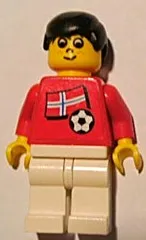 LEGO Soccer Player - Norwegian Player 5, Norwegian Flag Torso Sticker on Front, Black Number Sticker on Back (specify number in listing) minifigure