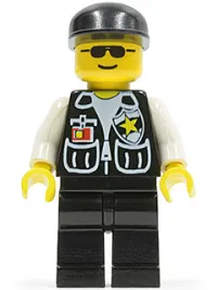 LEGO Police - Sheriff Star and 2 Pockets, Black Legs, White Arms, Black Cap, Black Sunglasses minifigure