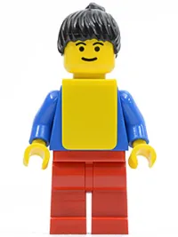 LEGO Soccer Player Womens Team, Black Ponytail Hair, Eyebrows, Yellow Vest minifigure