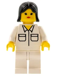 LEGO Shirt with 2 Pockets, White Legs, Black Female Hair minifigure