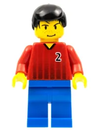 LEGO Soccer Player - Red and Blue Team with Number 2 minifigure