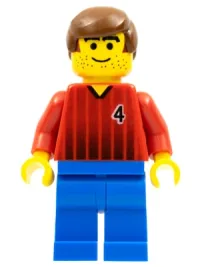 LEGO Soccer Player - Red and Blue Team with Number 4 minifigure