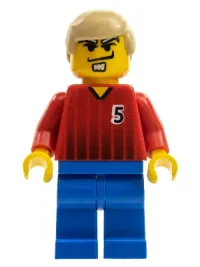 LEGO Soccer Player - Red and Blue Team with Number 5 minifigure