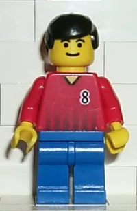 LEGO Soccer Player - Red and Blue Team with Number 8 minifigure