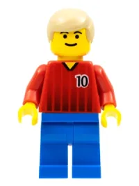 LEGO Soccer Player - Red and Blue Team with Number 10 minifigure