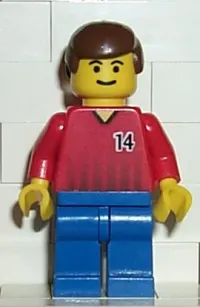 LEGO Soccer Player - Red and Blue Team with Number 14 minifigure