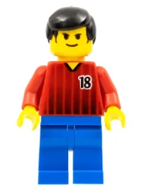 LEGO Soccer Player - Red and Blue Team with Number 18 minifigure