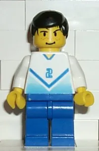 LEGO Soccer Player White & Blue Team with shirt  #2 minifigure