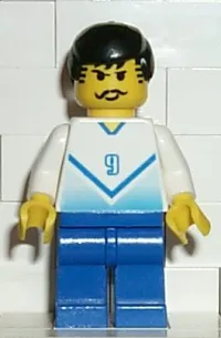 LEGO Soccer Player White & Blue Team with shirt  #9 minifigure