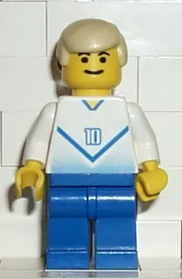 LEGO Soccer Player White & Blue Team with shirt #10 minifigure