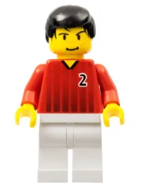LEGO Soccer Player - Red and White Team with Number 2 minifigure