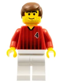 LEGO Soccer Player - Red and White Team with Number 4 minifigure