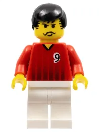 LEGO Soccer Player - Red and White Team with Number 9 minifigure