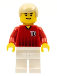 LEGO Soccer Player - Red and White Team with Number 10 minifigure