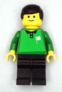 LEGO Soccer Referee Green, Line - Black Legs, White Flag Torso Sticker (Shell) minifigure