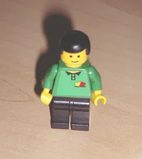 LEGO Soccer Referee Green - Black Legs, Yellow & Red Cards Torso Sticker (Shell) minifigure