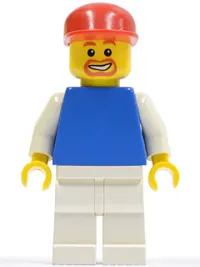 LEGO Plain Blue Torso with White Arms, White Legs, Red Cap (Soccer Fan) minifigure