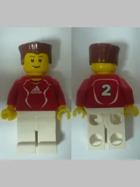 LEGO Soccer Player Red - Adidas Logo, Red and White Torso Stickers (#2) minifigure