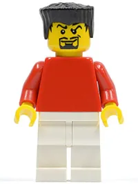 LEGO Plain Red Torso with Red Arms, White Legs, Black Flat Top Hair (Soccer Player) minifigure