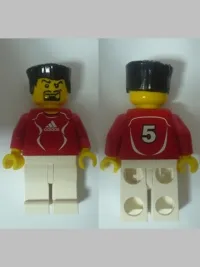 LEGO Soccer Player Red - Adidas Logo, Red and White Torso Stickers (#5) minifigure