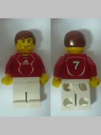 LEGO Soccer Player Red - Adidas Logo, Red and White Torso Stickers (#7) minifigure