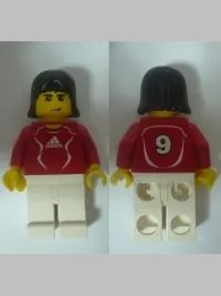 LEGO Soccer Player Red - Adidas Logo, Red and White Torso Stickers (#9) minifigure