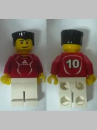 LEGO Soccer Player Red - Adidas Logo, Red and White Torso Stickers (#10) minifigure