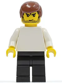 LEGO Plain White Torso with White Arms, Black Legs, Reddish Brown Male Hair (Soccer Player) minifigure