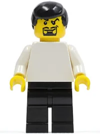 LEGO Plain White Torso with White Arms, Black Legs, Black Male Hair, Goatee (Soccer Player) minifigure