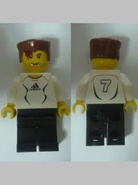 LEGO Soccer Player White - Adidas Logo, White and Black Torso Stickers (#7) minifigure