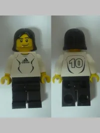 LEGO Soccer Player White - Adidas Logo, White and Black Torso Stickers (#10) minifigure