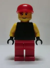 LEGO Plain Black Torso with Yellow Arms, Black Hands, Red Legs, Red Cap (Soccer Goalie) minifigure