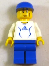 LEGO Soccer Player White - Adidas Logo, White and Blue Torso Stickers (#4) minifigure