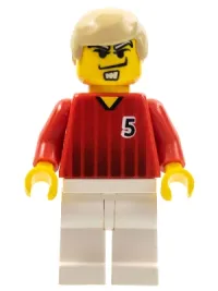 LEGO Soccer Player - Red and White Team with Number 5 minifigure