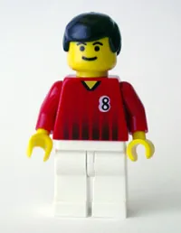 LEGO Soccer Player - Red and White Team with Number 8 minifigure