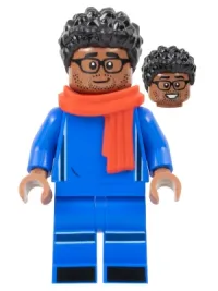 LEGO Soccer Spectator - Blue Soccer Uniform, Red Scarf, Black Hair, Glasses minifigure