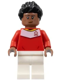 LEGO Soccer Spectator - Red Soccer Jersey, White Legs, Black Spiky Hair minifigure
