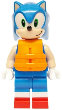 LEGO Sonic the Hedgehog - Light Nougat Face and Arms, Grin to Left, Orange Life Jacket minifigure